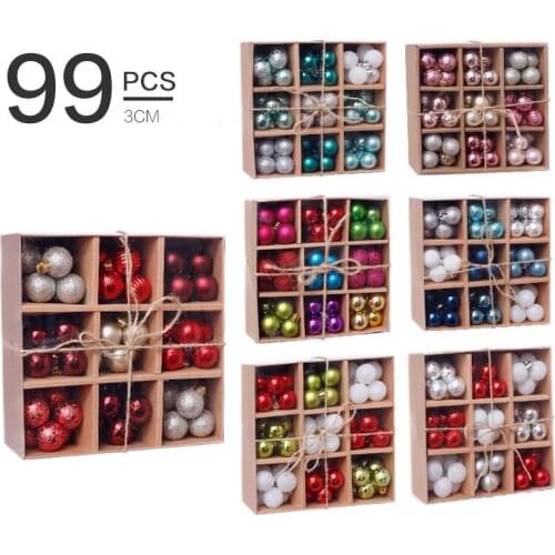 3cm/ 99pcs Christmas Ball Polystyrene Red Painting Ball Set Christmas Tree Decoration Pendant New Year Holiday Decoration