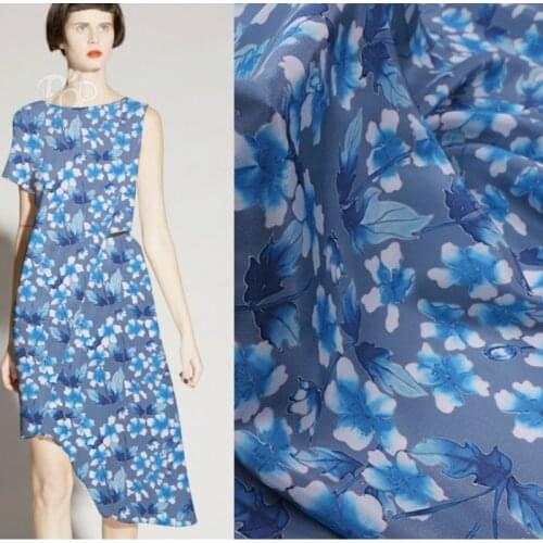 Mulberry silk crepe de chine fabric cloth per meter 16mm 114 cm wide printed clothing shirt dress fabric alibaba express