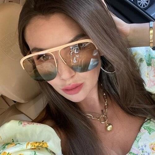 Chic 90s Shades Women Sunglasses Luxury Australia Designer Men Oversized Sun Glasses Ladies Driving Half frame Glasses UV400