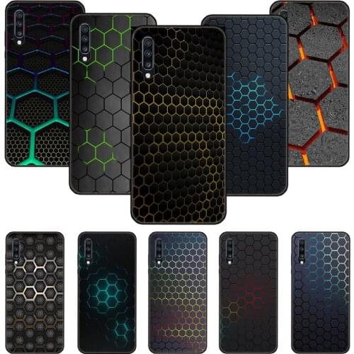 Phone Case For Samsung Galaxy A 50 51 71 70 7 5 10 20 30 40 41 21 S E Black Cover Hoesjes Silicone irregular Geometric Shape