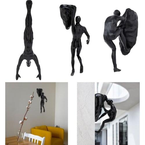 Nordic Modern Resin Sculpture Creative Climbing Man Wall Sculptures Hand-finished for Art Home Decor Ornaments