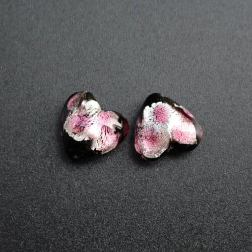 10pcs/Lot 12mm Heart Shape Lampwork Glass Beads Handmade Lampwork Glass Foil Beads Light Purple Color for jewelry Making