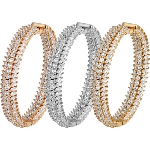 TIRIM Luxury Trendy Crystal Big Hoop Earrings For Women Cubic Zircon Banquet Nigeria Party Jewelry Wedding Prom Anniversary Gift