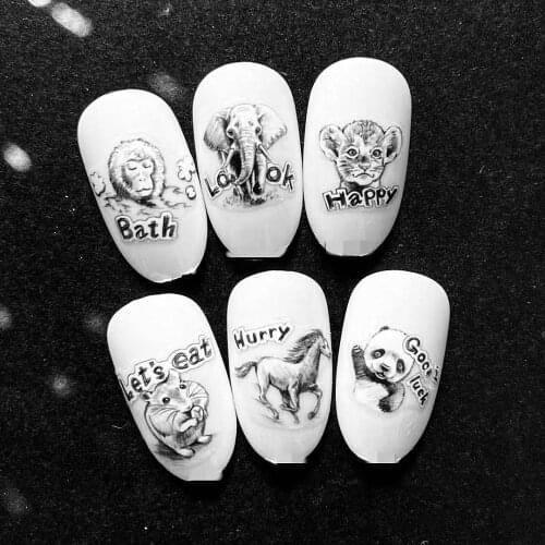 TSC-265 Newest animal tiger nail decals3d nail art stickers decal template diy nail tool decorations