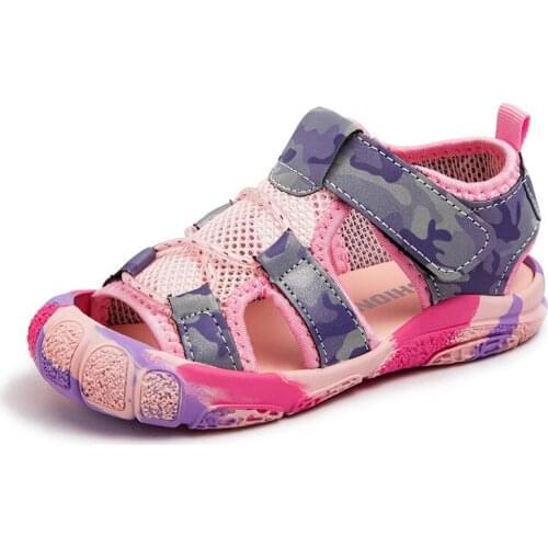 Comfortable Girls Sandals 2021 Fashion Summer Shoe Boys Kids Closed-toe Sports Mesh Beach Shoes Baby BAOTOU Sandals