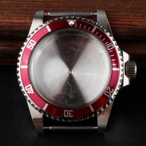 Vintage 1960 Watch Case for NH35/36 Movement Acrylic Dome Crystal Red Aluminum Bezel Ratchet 120 Clicks Watch Accessories 5ATM