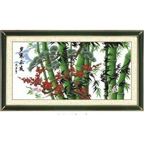 Embroidery Package Hot Sell Best Quality Cross Stitch Kits Flower Pine, Bamboo and Plum Flower Blossom Free Shipping