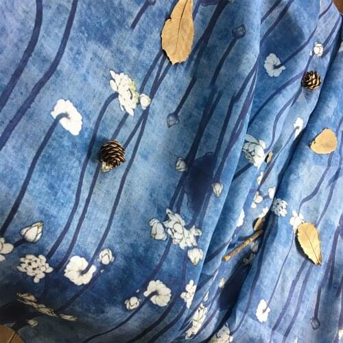 High quality pure ramie fabric High end digital printing tissu Custom designer dress Robe material