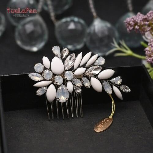 YouLaPan HP318 Elegant Rhinestones Wedding Hair Accessories Bridal Comb Opal Diamonds Decoration Alloy Bride Handmade Jewelry