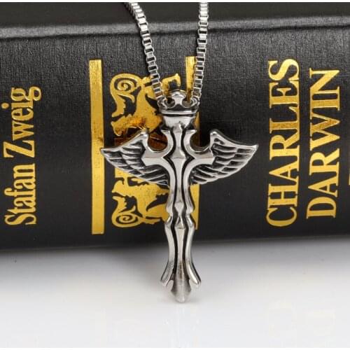 Jewelry for neck male accessories Wings Cross Titanium necklace stainless steel Vintage cross necklace pendant chain necklace
