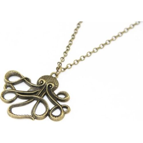 ZRM 20pcs/lot Wholesale Fashion Jewelry Vintage Charm The Pirates Of The Caribbean Octopus Pendant Necklace For Men Women Gifts