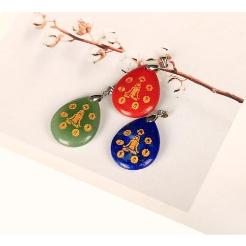 1 natural gemstone drop-shaped pendant with seven chakras crystal dot protein Malachite meditation healing crystal party gift