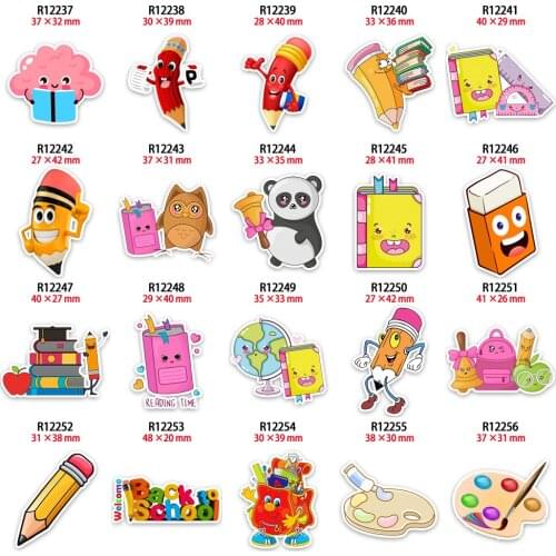 10pcs Cartoon School Supplies Resin Planar Student Stationery for Hair Bows DIY Craft Decoration