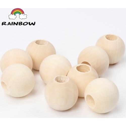 Natural Wooden Material Round Shape Spacer Beads Big Hole For Jewelry Making Handmake DIY Accessory 24x22mm 10pcs