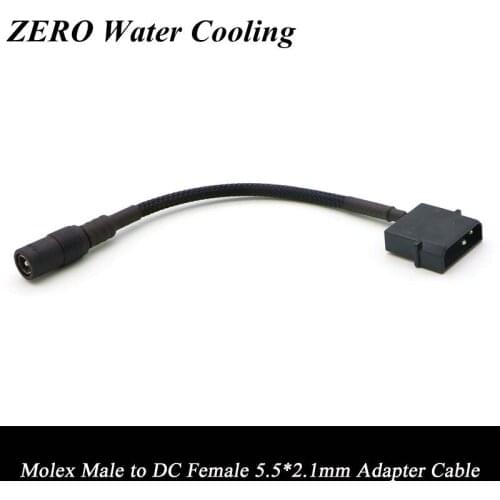 10pcs/Lot Free Shipping 15cm Black Sleeved IDE Molex Male to DC 5.5*2.1mm Female Adapter Cable 12V