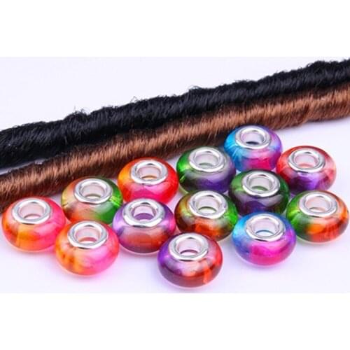 10 Pcs/lot Two-color Resin Beads Dreadlocks Hair Ring Hair Braid Beads Colourful Hair Accessorie Approx 5mm Hole Dreadlock Beads