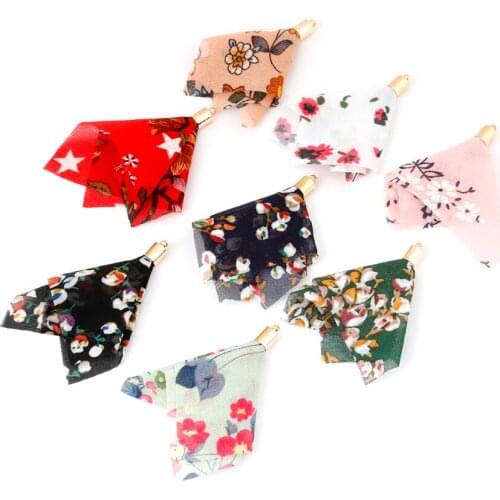 10 Pcs Mixed Color Gold Alloy Chiffon Charm Flower Tassels Pendant Necklace Earrings For DIY Handmade Jewelry Findings Making