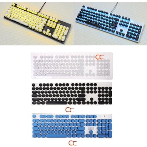 104 Keys Retro Round Keycaps Double Shot DIY Typewriter Keycaps for Backlit Mechanical Keyboard Key Cap