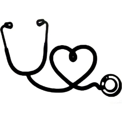 12.3*8.1CM Personality Nurse Stethoscope Love Car Sticker Cartoon Motorcycle Vinyl Decals Black/Silver C7-1619