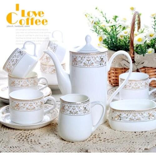 15pcs Coffee Mugs Set Ceramic Tea Pot Set Coffee Maker Tea Sets Bone China