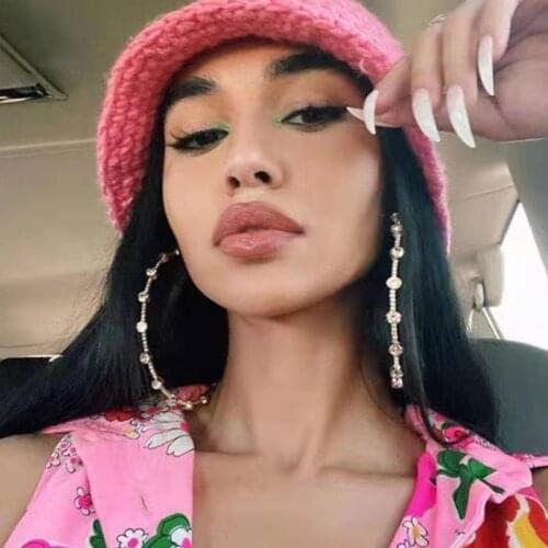 3Colors New Shiny Rhinestone Gems Big Hoop Earrings For Women Fashion Jewelry Maxi Girls' Statement Earrings Accessories