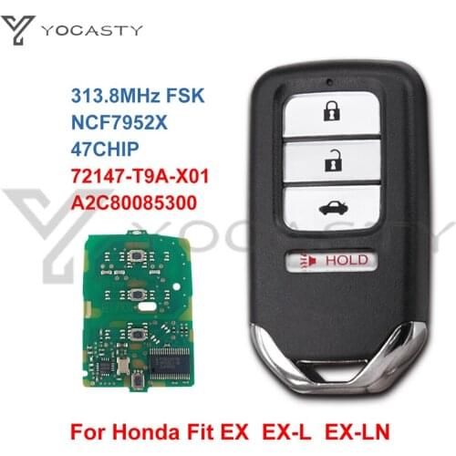 YOCASTY 313.8Mhz NCF2952X 4 Button Smart Remote Car Key For Honda City 2015-2016 with NCF2952X 47 Chip 72147-T9A-X01 No Mark