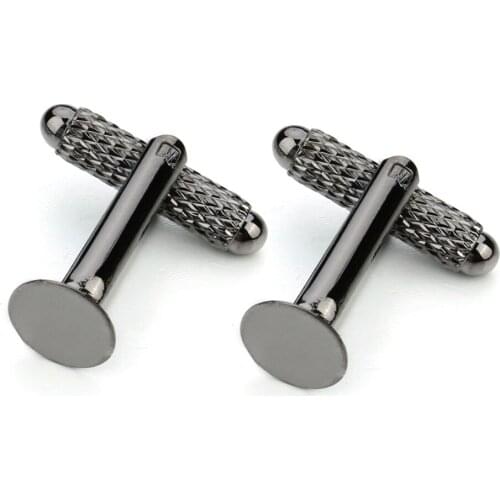 5pcs Gold Color Copper Men Cufflinks Fashion Simple Men Shirt Cuff Links with 8mm Flat Blank Base Tray for Wedding Party Jewelry