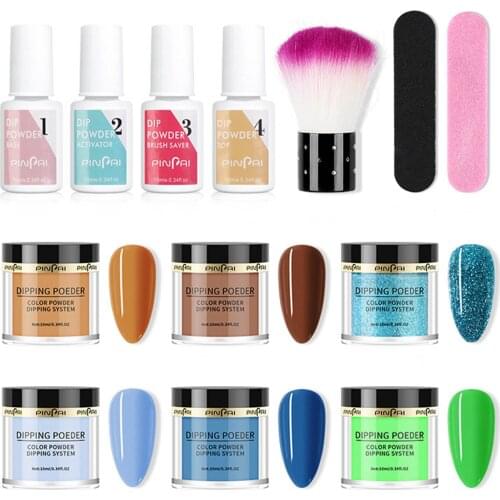 6 Colors Dipping Nail Powder Set Glow in the Dark Dipping Powder Nail Starter Kit French Nail Manicure Nail Art Decorations Kit