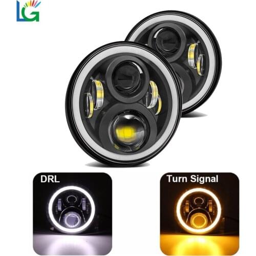 7inch Led Headlight Hi/Low Beam Light Signal Halo Angle Eyes DRL Headlamp For Jeep Wrangler Off Road 4x4 suzuki samurai
