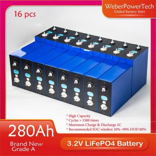 2021 New Grade A Brand 3.2v 280Ah Rechargeable Battery Lifepo4 for Solar Energy Storage System EU USA Free Shipping With Busbars