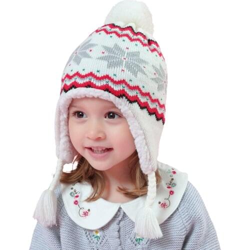 Connectyle Toddler Infant Baby Boys Girls Winter Skull Hat Soft Sherpa Lined Thick Knit Kids Hat with Earflap Warm Winter Hat