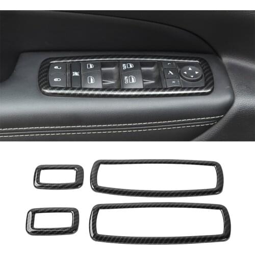 For Dodge Charger Durango RAM 2011-2020 Window Lift Button Decoration Cover Trim Sticker Car Accessories ABS Carbon Fiber