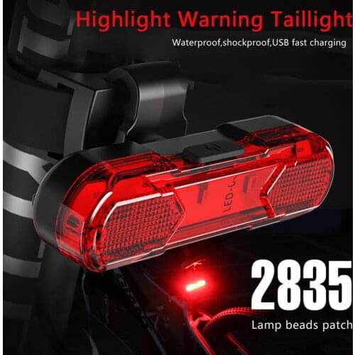 Bike Bicycle Light LED Taillight Rear Tail Waterproof Light USB Rechargeable Portable Mountain Bike Cycling Safety Warning Light