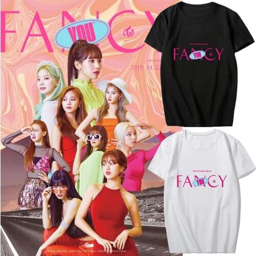 Twice Kpop Tshirt female Harajuku Summer Short Sleeve T shirt Men Women Korean Round Collar Cotton Letter Print Black White tees