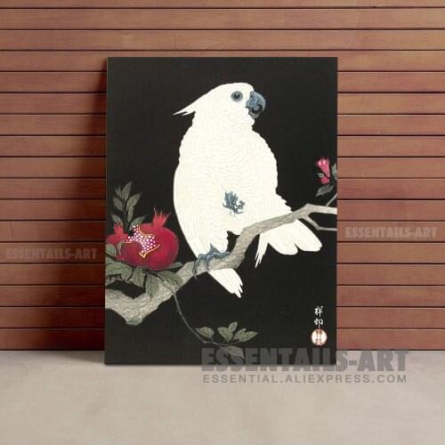 Japanese style Cockatoo and pomegranate Canvas Wall Art Painting Decor Bedroom study Living kid Room Home Decoration Prints