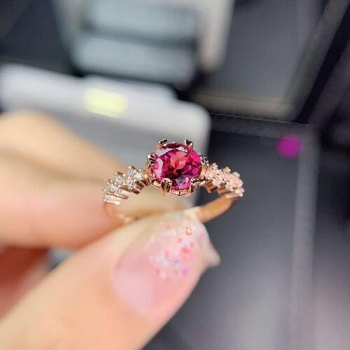 KJJEAXCMY fine jewelry S925 sterling silver inlaid natural Garnet new girl luxury ring support test Chinese style hot selling