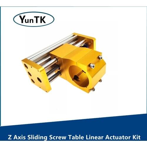 Z Axis Sliding Screw Table Linear Actuator Kit for CNC Router 52mm Collet, 2060V 65mm Stroke Aluminum Profile