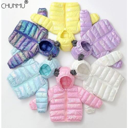 Winter Baby Coats for Girls Fashion Glossy Kids Outerwear Warm Down Cotton Coat For Kids Jacket Children Warm Hooded Outerwear