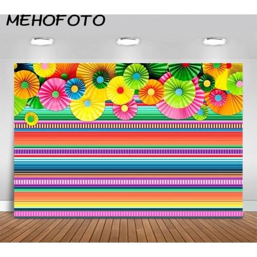 MEHOFOTO Mexico Fiesta Theme Photography Backdrop Cinco De Mayo Colorful Flowers Mexican Festival Fiesta Party Banner Backdrops