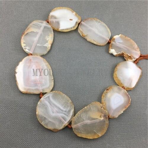 MY1100 Full Strand Free form Large Cut Slab Sliced Agates Loose Beads,Coffee Achate Faceted Slab Agates For DIY Jewelry Making