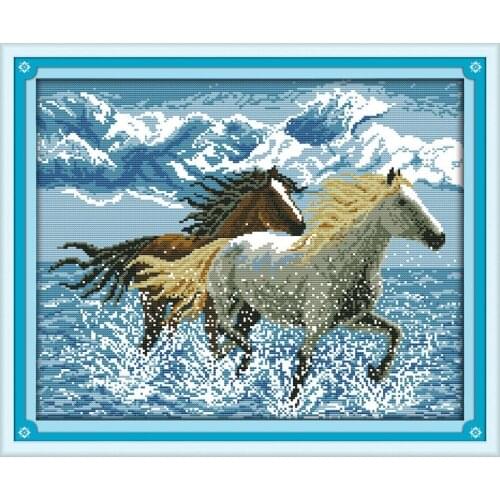 Running Horse Counted Cross-Stitching 11CT Printed 14CT Handmade Cross Stitch Set Animal Cross-stitch Kits Embroidery Needlework