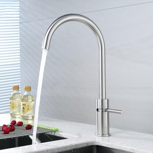 New 304 stainless steel Single Handle Single Hole Kitchen Faucet Mixers Sink Tap Kitchen Faucet Modern Hot and Cold Water
