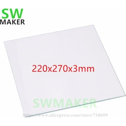 220x270x3mm BOROSILICATE GLASS BUILD PLATE for Anet E10 3D Printers Custom glass