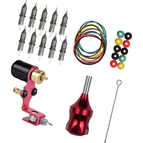 Complete Tattoo Kit Tattooing Machine Guns Cartridge Needles Grip Tube Set