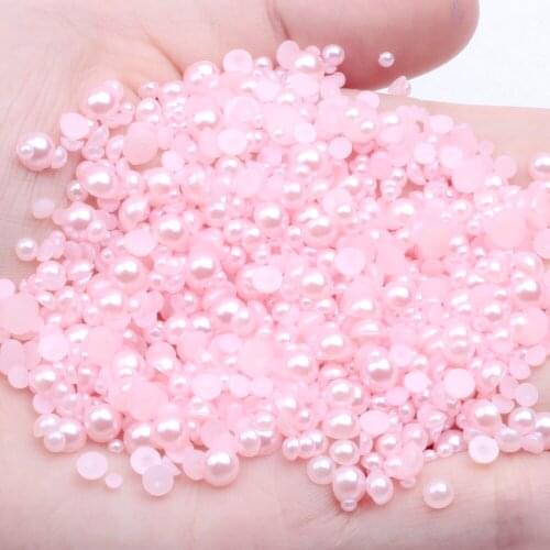 Half Round Pearls 2000pcs 11mm Colors Craft ABS Flatback Scrapbooking Glue On Resin Beads DIY Jewelry Making Decorations