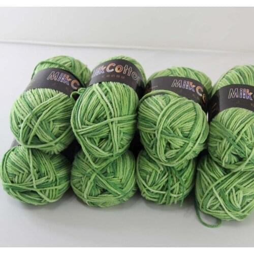 Sale 8ballsx50g Soft Cotton Baby Yarn New Hand-dyed Wool Socks Scarf Knitting Onion green 2075-03-8