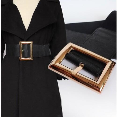 Black Super Wide Cummerbunds Soft PU Leather Women Belt Elastic Corset Lady Waistbands Dresses Fashion Female party Accessories