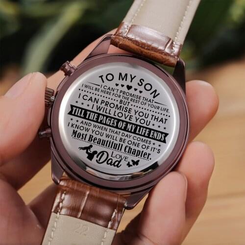 To My Son Luxury Fashion Engraved Watches Calendar 24-hours Seconds Dail Analog Men Watches Military Family Gifts love Dad