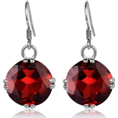 Szjinao S925 Silver Garnet Earrings for Women Mujer Oreja Wedding Gemstone Orecchini 925 Sterling Silver Drop Earring jewelry
