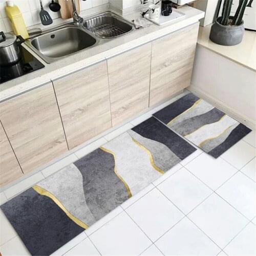Nordic Gray Strip Kitchen Carpet Doormat Entrance Door Hallway Decor Non-slip Bathroom Mat Bedside Rug Bedside Floor Mat Home